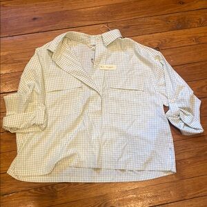 Max Studio  Light Green Plaid Shirt